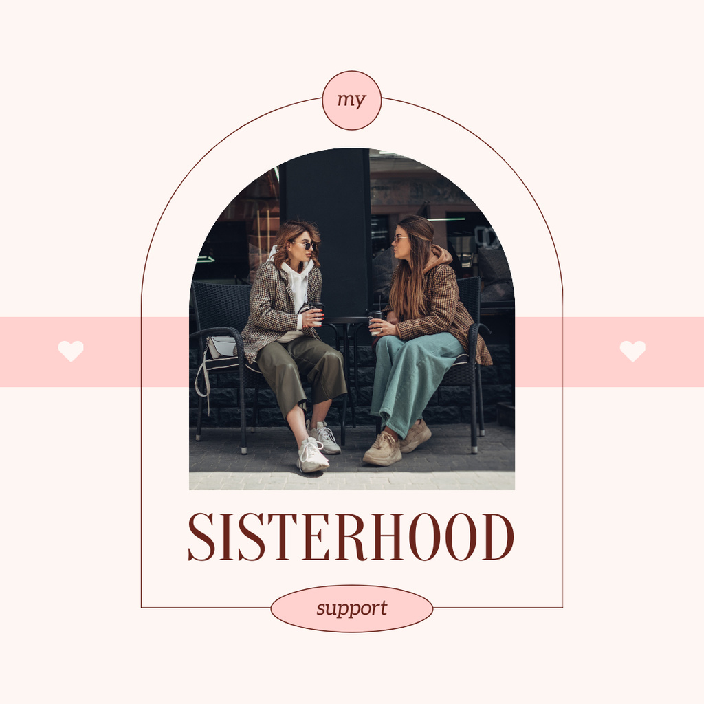 Designvorlage Sisterhood Support Announcement with Young Girl für Instagram