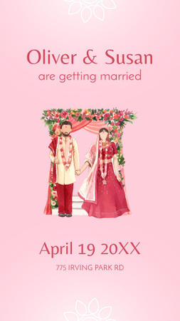 Объявление о свадьбе в розовом Instagram Video Story – шаблон для дизайна