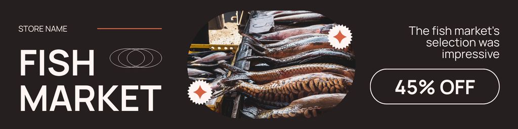 Fish Market Services with Offer of Big Discount Twitter tervezősablon