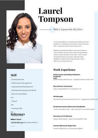 Human resources specialist skills and experience Resume – шаблон для дизайну