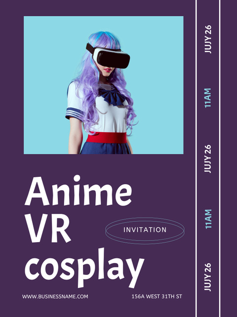 Anime VR Cosplay Event Poster 36x48in Šablona návrhu