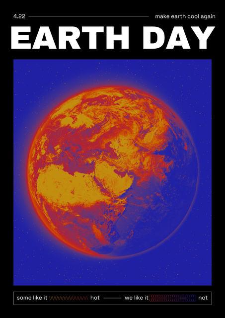 Earth Day Announcement with Burning Planet Posterデザインテンプレート