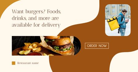 Food Delivery Courier Service Facebook AD Design Template