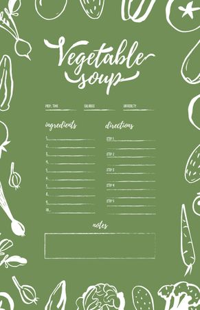 Vegetable Soup Cooking Steps Recipe Card Tasarım Şablonu