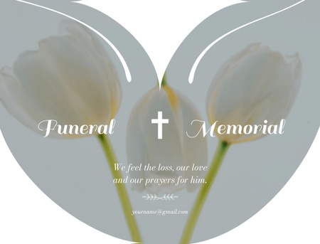 Plantilla de diseño de Frase de condolencia con tulipanes blancos Postcard 4.2x5.5in 
