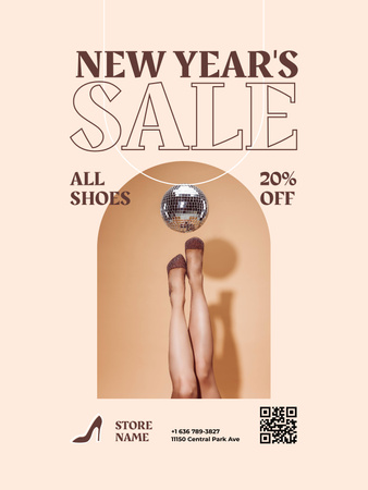 New Year Sale of Stylish Female Shoes Poster US Design Template