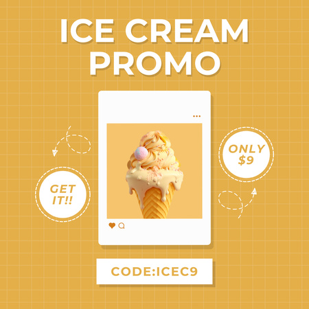 Ice Cream Promo with Discount Instagram AD Design Template