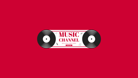 Apresentação do canal de música com discos de vinil Youtube Modelo de Design