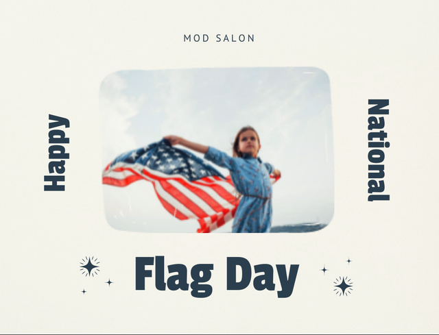 Designvorlage USA National Flag Day Greeting with Little Child für Postcard 4.2x5.5in