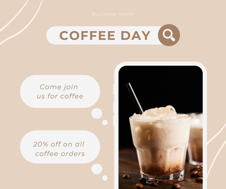 Tasty Latte for World Coffee Day Facebook Πρότυπο σχεδίασης