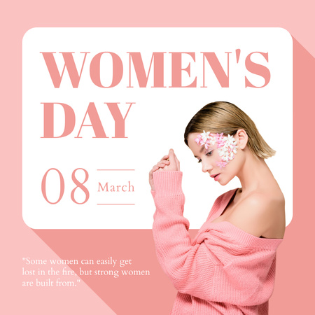 Woman with Floral Face on International Women's Day Instagram Design Template