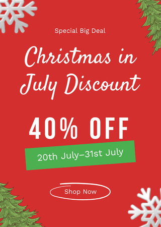 July Christmas Discount Announcement with with Christmas Attributes Flyer A6 Modelo de Design