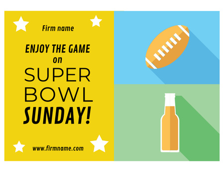 Super Bowl Announcement In Yellow Postcard 4.2x5.5in Design Template