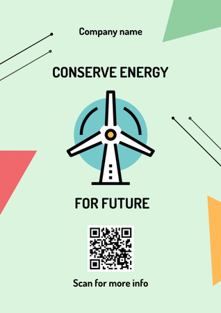 Conserve Energy Wind Turbine Icon Flyer A4 Design Template