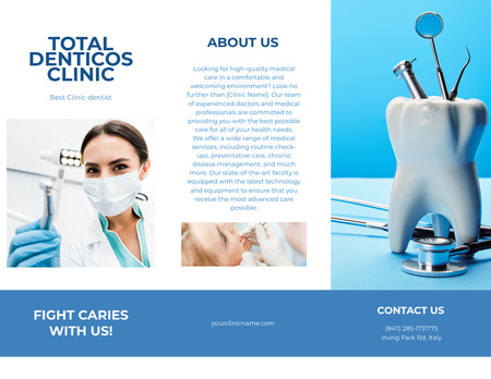 Dental Clinic Services Ad with Tools Brochure 8.5x11in Design Template