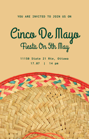 Cinco de Mayo Ad with Man in Sombrero Eating Taco Invitation 4.6x7.2in Design Template