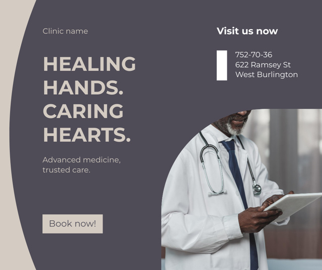 Medical Center Ad with Man Doctor Facebook – шаблон для дизайну