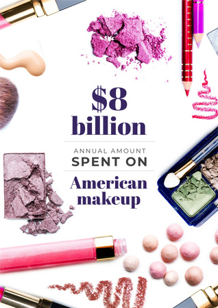 Makeup statistics Ad with Cosmetics Poster Design Template