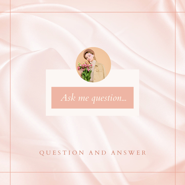 Elegant Questionnaire Form with Young Woman In Pink Instagram tervezősablon