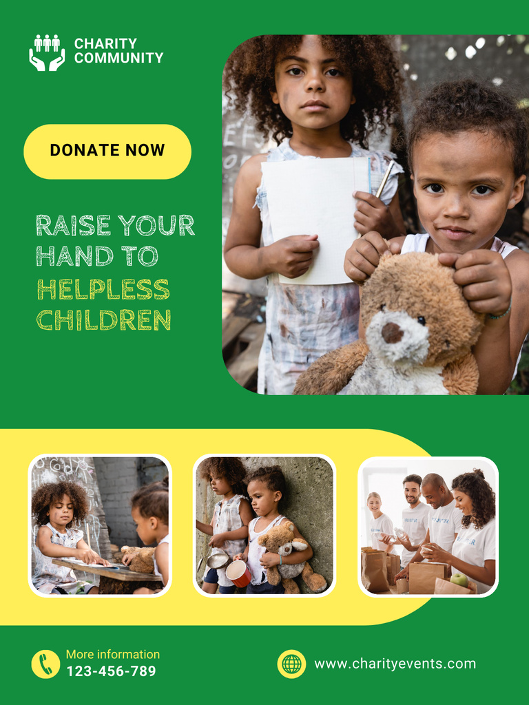 Charity Action of Support of African Children Poster US Design Template