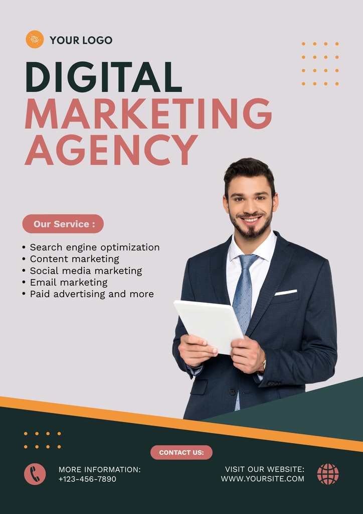Ontwerpsjabloon van Poster van Exquisite Digital Marketing Agency Services Offer