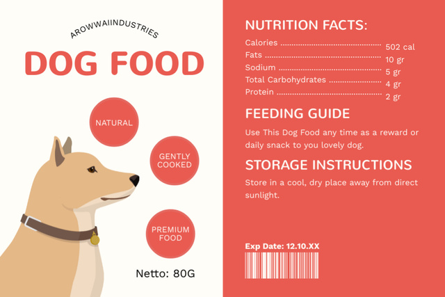 Natural Premium Dog Food Label Tasarım Şablonu