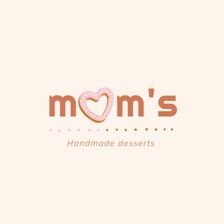 Handmade Desserts Ad with Heart Shaped Donut Logo Design Template
