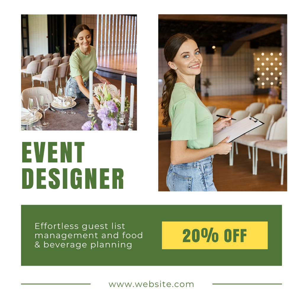 Designvorlage Event Design Services from Young Woman für Instagram