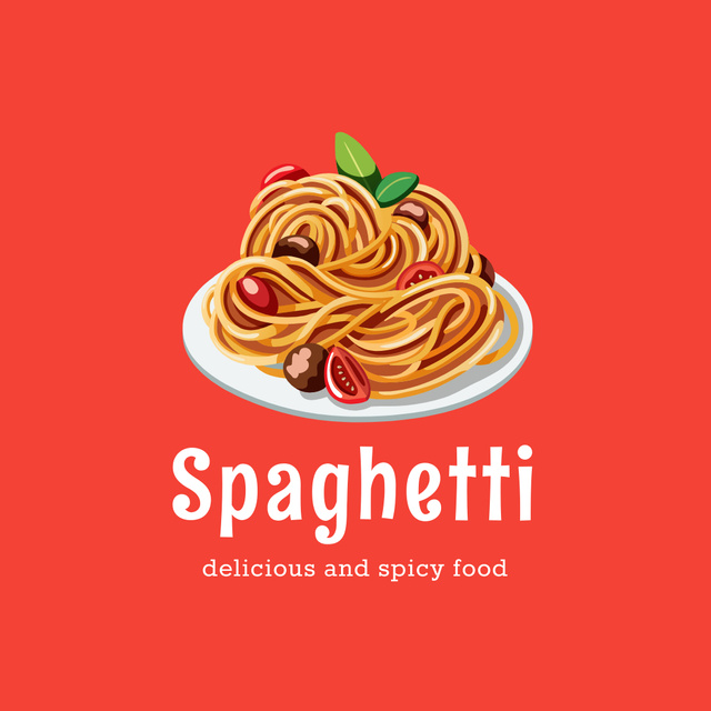 Emblem of Restaurant with Spaghetti Logo 1080x1080pxデザインテンプレート