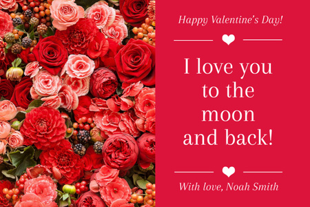 Platilla de diseño Cute Valentine's Quote with Beautiful Flowers Postcard 4x6in
