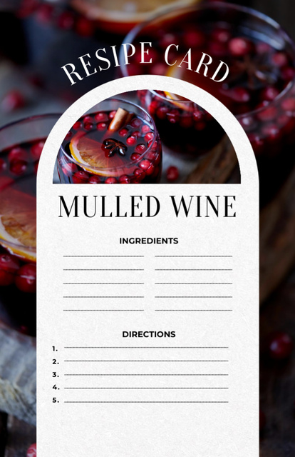 Empty Sheet for Mulled Wine Making Notes Recipe Card Šablona návrhu
