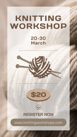 Knitting Workshop With Yarn Announcement Instagram Story Design Template