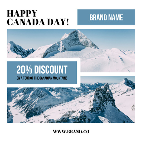 Plantilla de diseño de Felicitaciones por el Día de Canadá y recorrido a las montañas a precios reducidos Instagram 