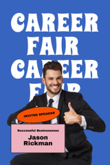 Career Fair Announcement with Happy Businessman