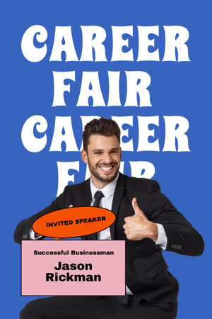Career Fair Announcement with Happy Businessman Flyer 4x6in Modelo de Design