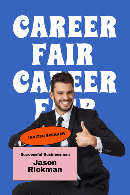 Career Fair Announcement with Happy Businessman Flyer 4x6in Šablona návrhu