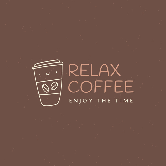 Ontwerpsjabloon van Logo van Cute Relaxing Coffee Cup
