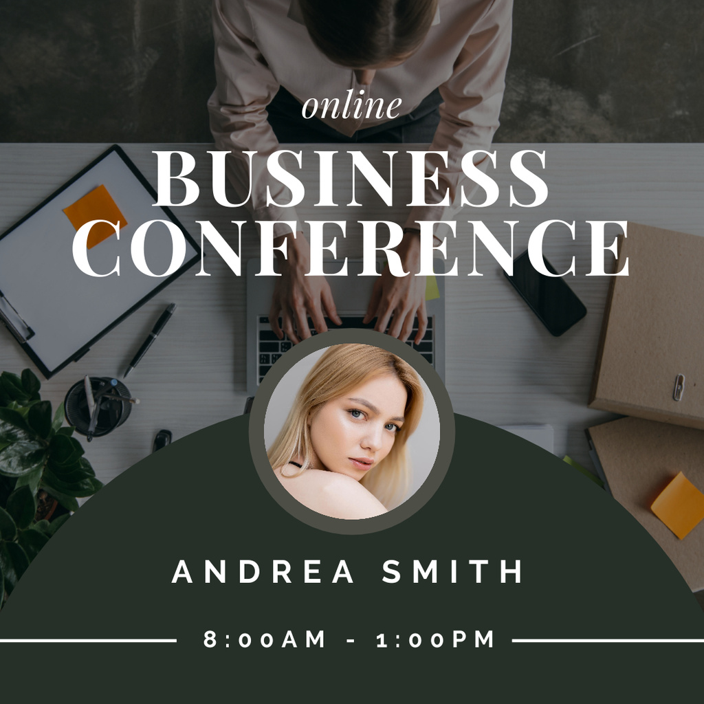 Business Conference Announcement With Laptop Instagram Design Template