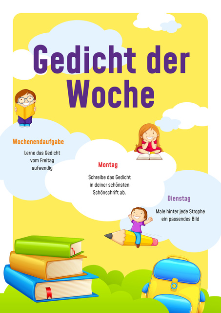 Designvorlage School Poem of the Week Timetable für Poster