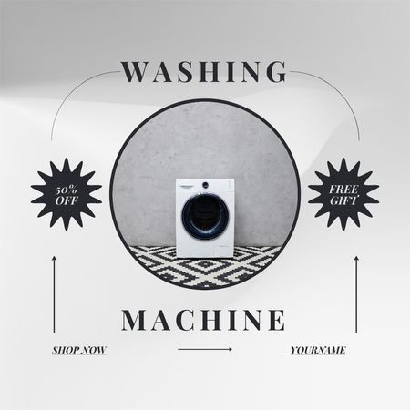 Platilla de diseño Washing Machine Discount Announcement on White Instagram AD