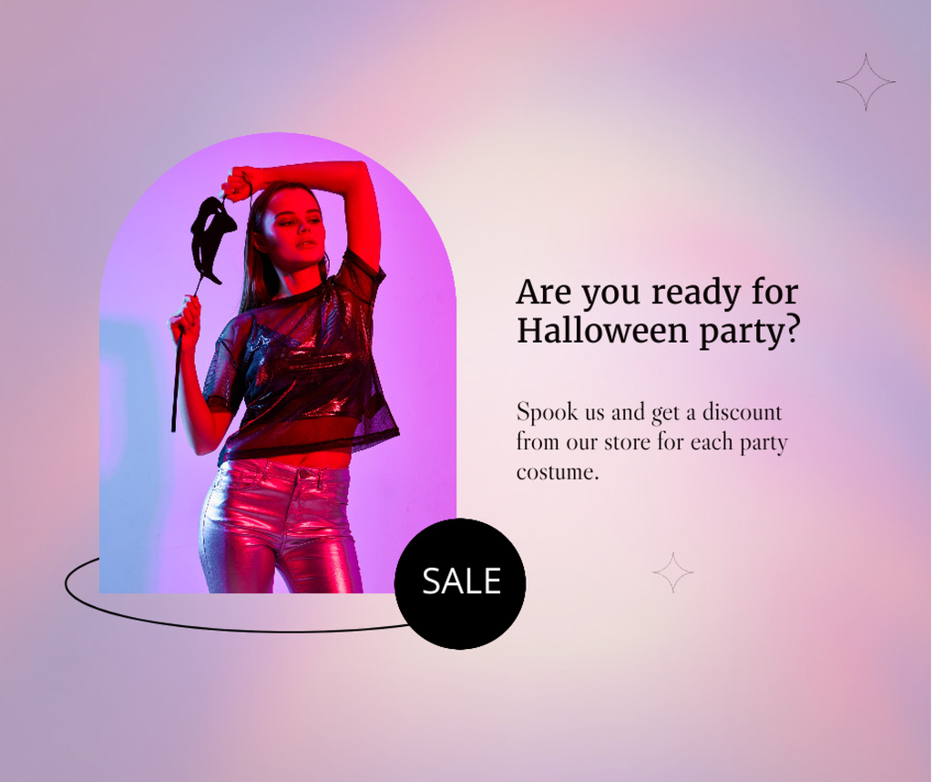 Halloween Party Announcement with Stylish Girl Facebook Design Template