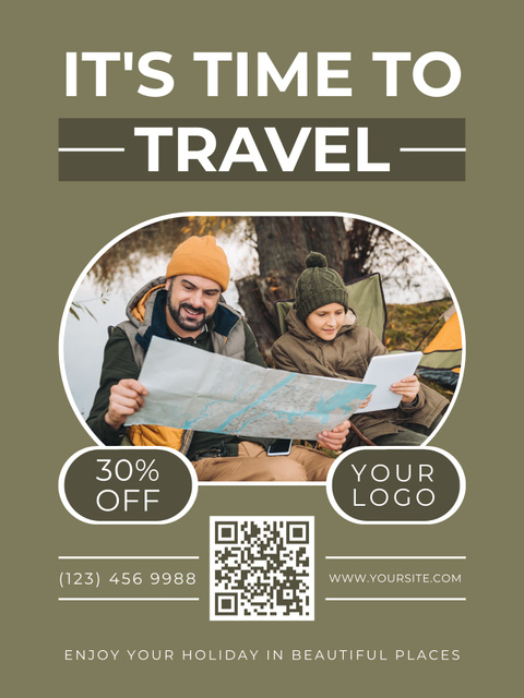 Hiking Tour for Family Offer on Green Poster US – шаблон для дизайна