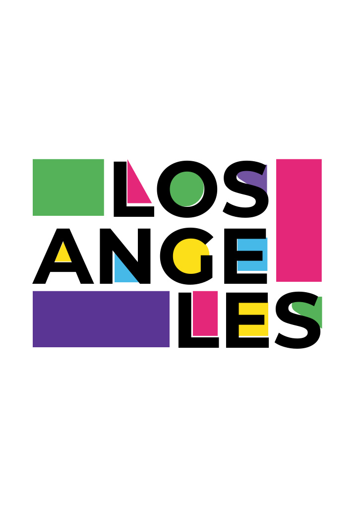 Los Angeles Colorful Inscription On White Postcard A6 Vertical Πρότυπο σχεδίασης