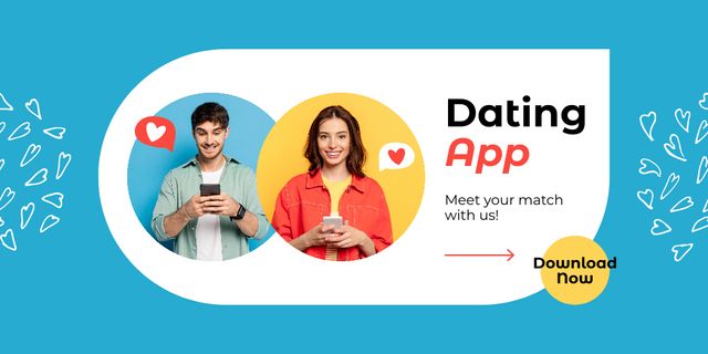 Modern Dating App for Single Men and Women Twitterデザインテンプレート