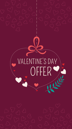 Valentine's Day Special Offer with Flowers Illustration Instagram Story Design Template