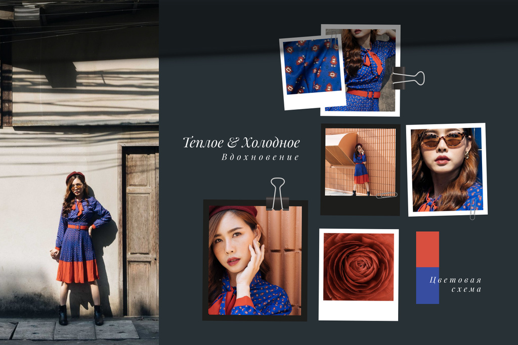 Modèle de visuel Woman in colorful clothes - Mood Board