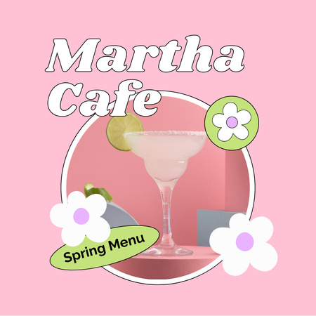Designvorlage Frühlingskarte mit Cocktails für Animated Post