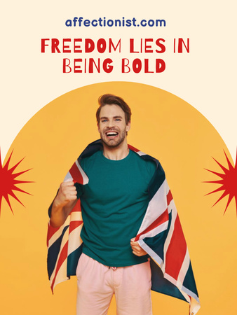 Designvorlage Feier zum Unabhängigkeitstag der USA mit Happy Guy für Poster US