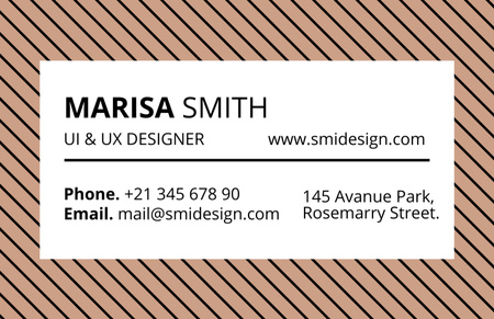 Designer Contact Details On Striped Business Card 85x55mm tervezősablon