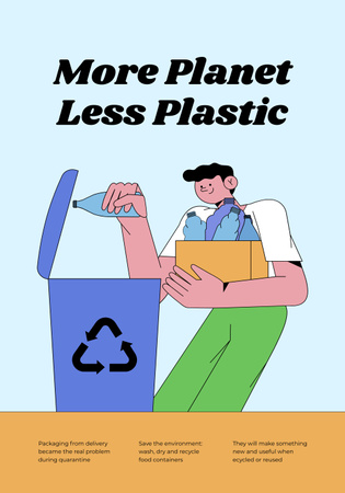 Plantilla de diseño de Raising Plastic Pollution Awareness with Man Sorting Garbage Poster 28x40in 